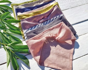 Triangle head scarf, linen head bandana, wide linen headband, summer hair bandana, hair covering