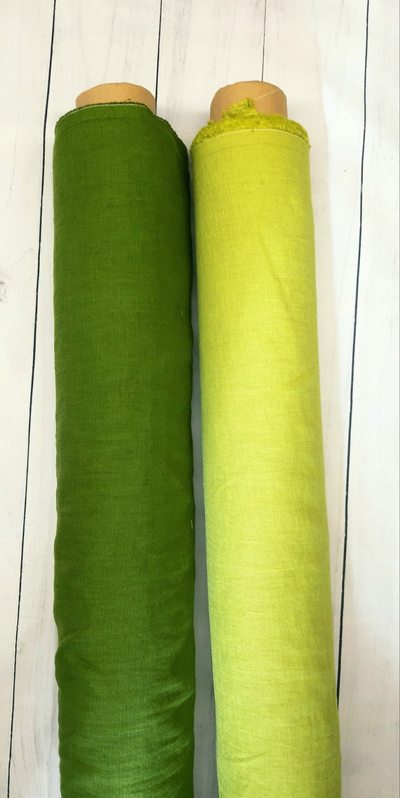 Moss Green Linen Fabric Lime Green Linen Fabric Linen Fabric Etsy
