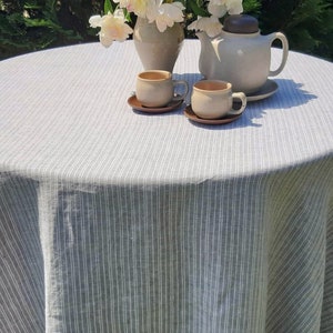 White Round Linen Tablecloth, 120 Inch Table Cloth, Natural Linen Table Cloth, Circle Tablecloth ...