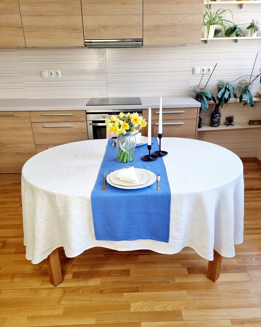 Oval Linen Table Cloth, off White Tablecloth, Ivory Linen Oval Table Cloth, Oval Table Cover