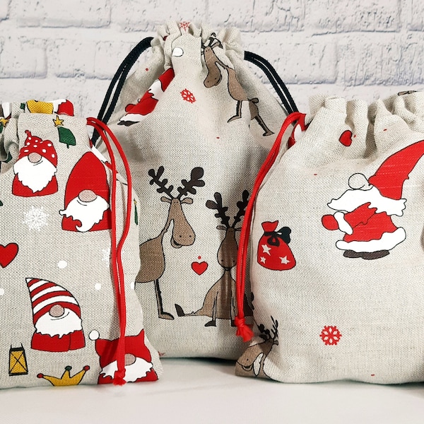 Liquidación navideña, bolsa de regalo de Navidad, saco de Navidad, bolsas reutilizables de Navidad, saco de Papá Noel, bolsas de papel de regalo, embalaje de Navidad