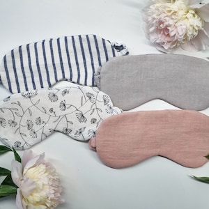 Máscara para os olhos de linho, máscara para os olhos para viagem, cobertura para os olhos noturnos, máscara para dormir, máscara para dama de honra, venda para meditação