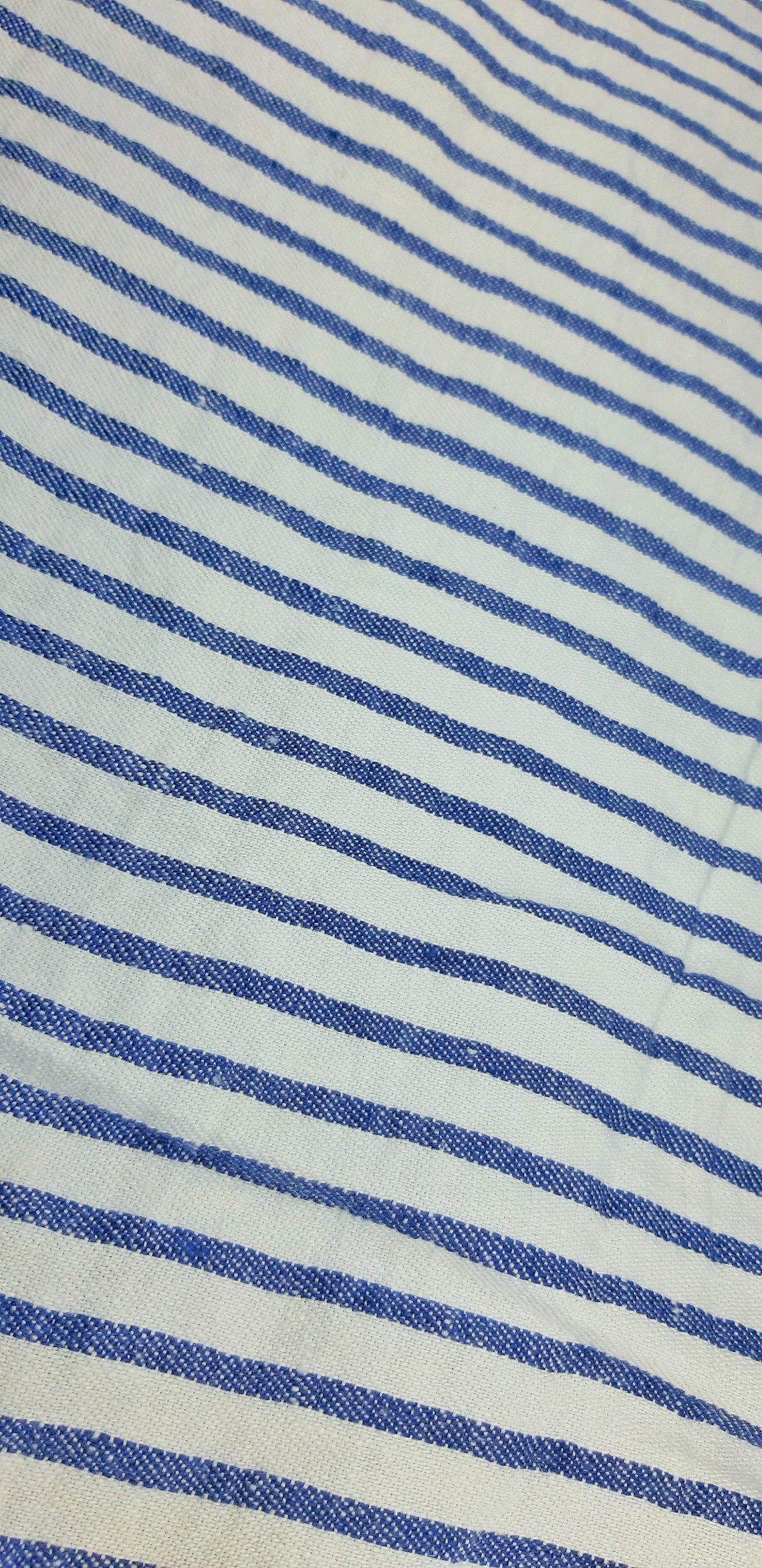 Wide striped linen fabric by the yard washed linen extra Etsy