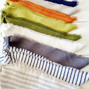 Linen square scarf, linen bandana, fringe bandana, women neckerchief, women headband, bandana headwrap, image 8
