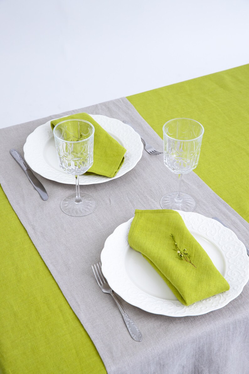 Lime Green Linen Napkins Green Cloth Napkins Reusable Etsy