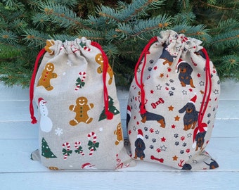 Weihnachtsgeschenk Tasche, Weihnachtssack, Wiederverwendbare Weihnachtssäckchen, Nikolaussack, Geschenkpapierbeutel, Weihnachtsverpackung