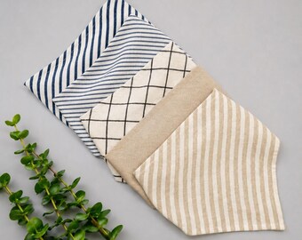 Linen Headband Bandana, Triangle Hair Scarf - striped or checked