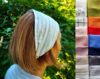 Summer headband, wide linen headband, summer hair bandana, fitness headband, hair covering,  yoga headband