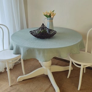 Sage green linen table cloth, Sage green