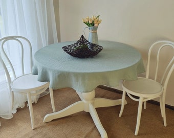 Sage green linen table cloth,