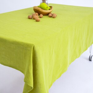 Moss green linen tablecloth, olive green linen table cloth, small tablecloth, square tablecloth, Easter tablecloth, long tablecloth Lime green