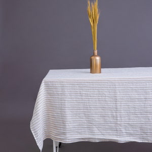 Moss green linen tablecloth, olive green linen table cloth, small tablecloth, square tablecloth, Easter tablecloth, long tablecloth Natural striped