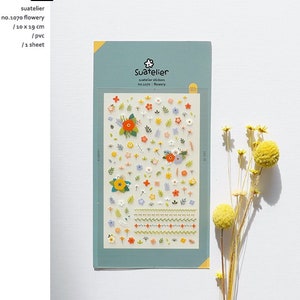 Suatelier 1070 Pegatinas con flores, Pegatinas para agenda, Pegatinas decorativas, Pegatinas bonitas, Pegatinas para álbumes de recortes, Pegatinas para diarios, Pegatinas para portátiles, Decoración de uñas