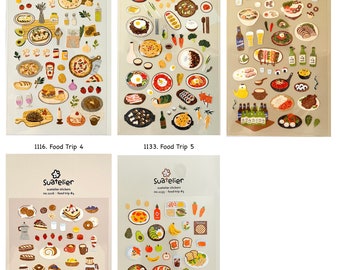 Suatelier Food Trip 1/2/3/4/5 Stickers, Planner Stickers, Deco Stickers, Cute Stickers, Scrapbook Stickers, Journal Stickers, Laptop Sticker