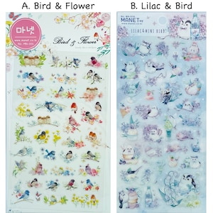Manet Bird & Flower Stickers,Planner Stickers, Deco Stickers, Cute Stickers, Scrapbook Stickers, Journal Stickers, Laptop Stickers