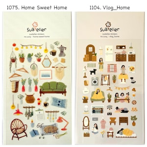 Suatelier Home Sweet Home/Vlog_Home Stickers, Planner Stickers, Deco Stickers, Cute Stickers, Scrapbook Stickers, Journal Stickers