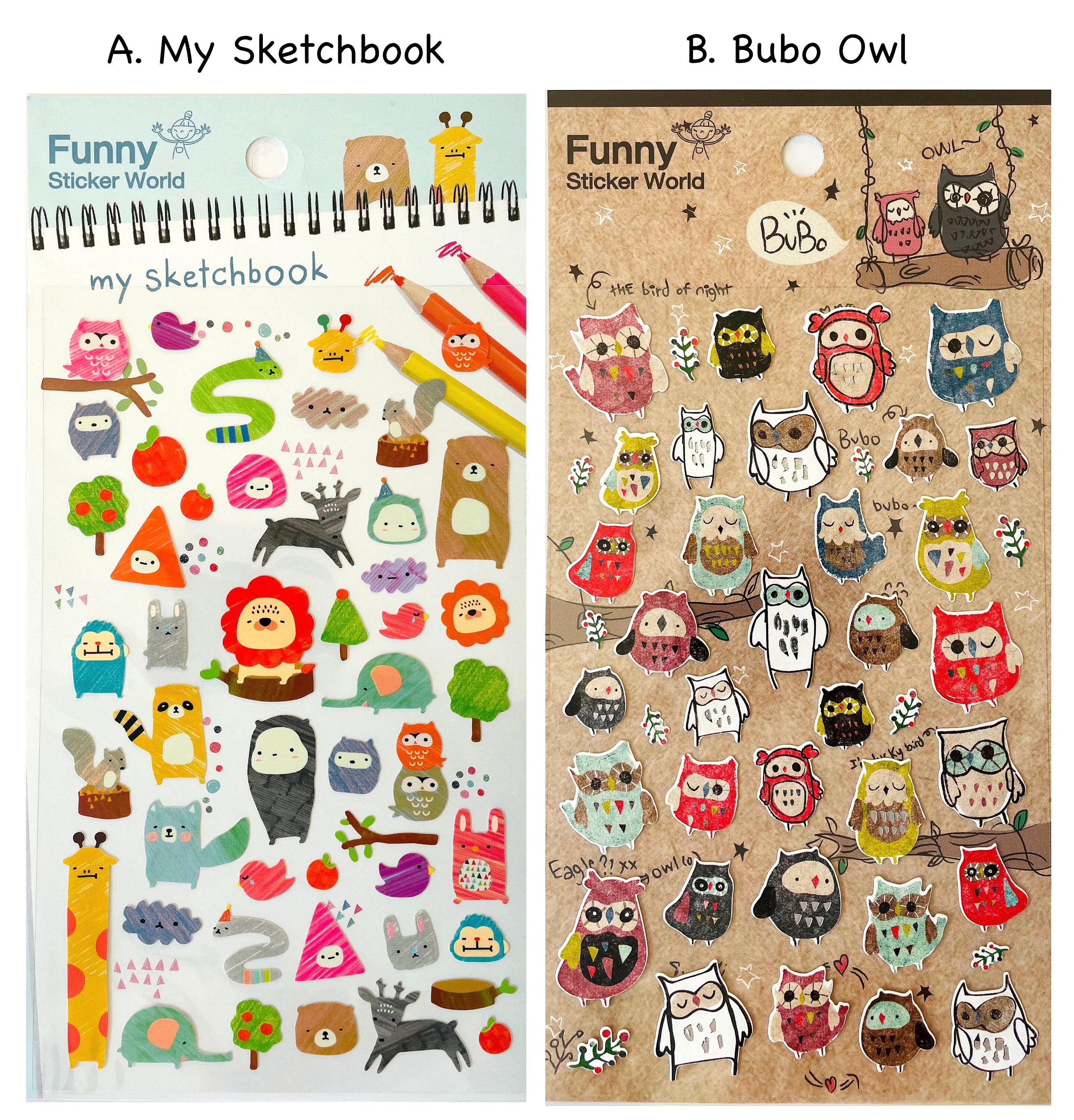 Funny Sticker World Zoo/owl Bubo/my Sketchbook Planner Etsy
