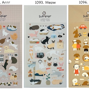 Suatelier Dog/Cat/Bear/Arrr/Meow/Hodoo Stickers, Planner Stickers, Deco Stickers, Cute Stickers, Scrapbook Stickers, Journal Stickers