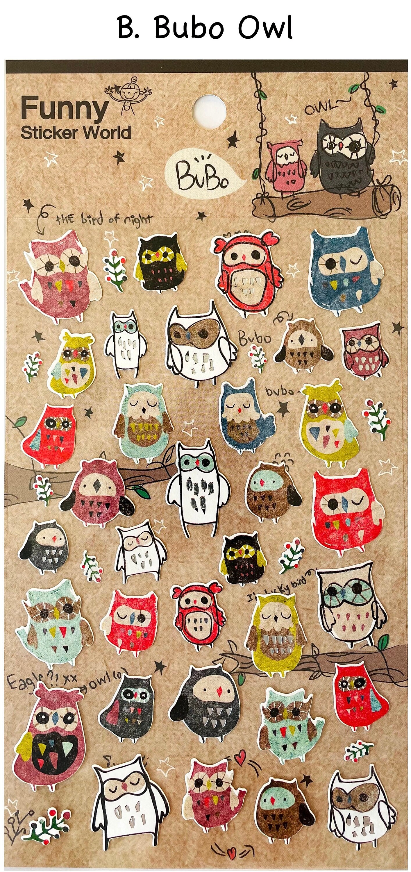 Funny Sticker World Zoo/owl Bubo/my Sketchbook Planner Etsy