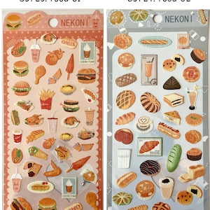 Nekoni Food/Hamburger/Bread/Coffee Stickers, Planner Stickers, Deco Stickers, Cute Stickers, Scrapbook Stickers, Journal Stickers