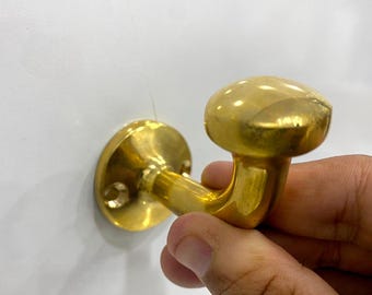 Handcrafted Unlacquered Brass Wall Hook: Rustic Bathroom, Entryway Mount