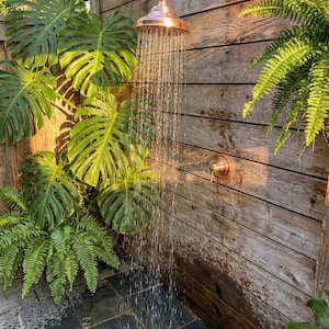 Unlacquered Copper Rain Shower Head, Large Round Sunflower Style, Outdoor & Bathroom Luxury Fixture, Solid Copper Shower Rose