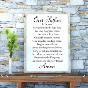 Lord&#39;s Prayer, WEB, Bible Verse, Christian, Digital Print, Church