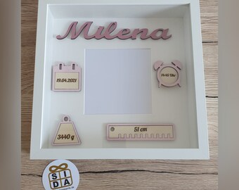 Bilderrahmen,Geburt,Baby,Mädchen,Geschenk Geburt,personalisierte Geschenke,individuelle Geschenke,Geschenk Baby,personalisiert,Laser,Gravur