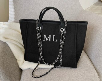 Personalised tote bag, custom handbag, personalised shoulder bag, beach bag, bespoke shopping bag, monogram travel bag, bridesmaid bag