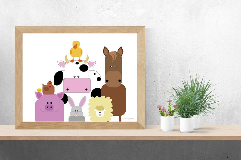 Farm animals art prints instant downloadable art baby room Etsy
