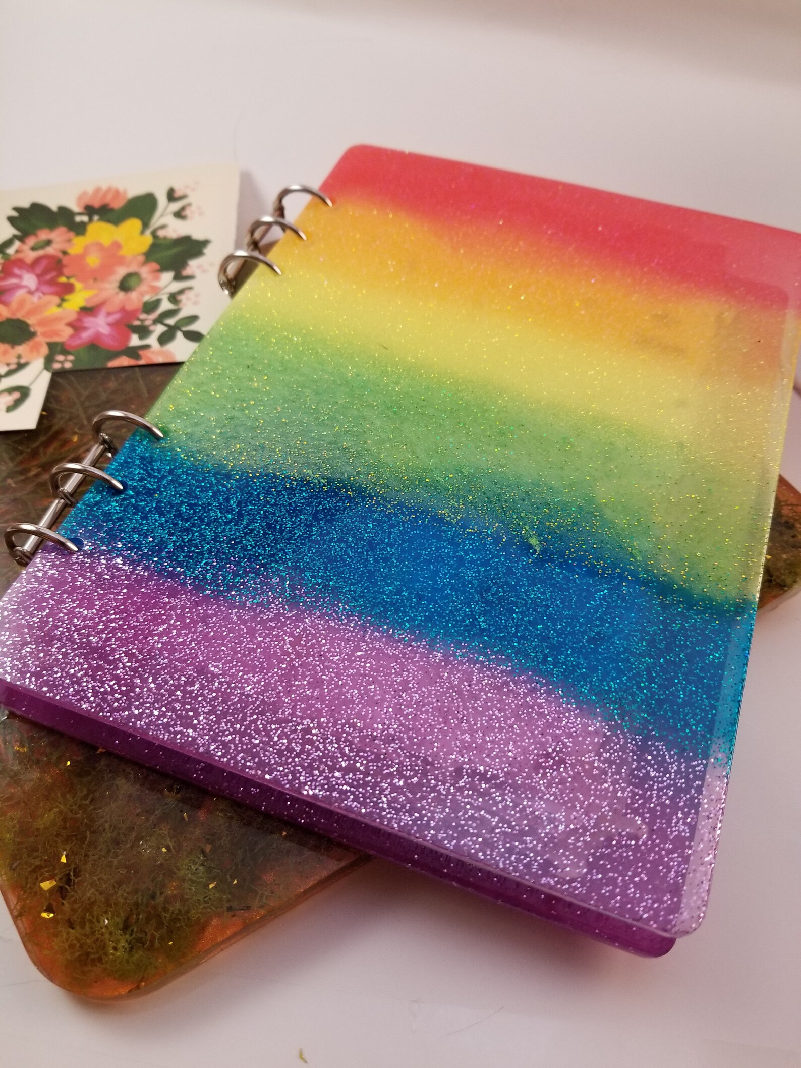 Rainbow Notebook Rainbow Resin Notebook Sketchbook Handmade Etsy