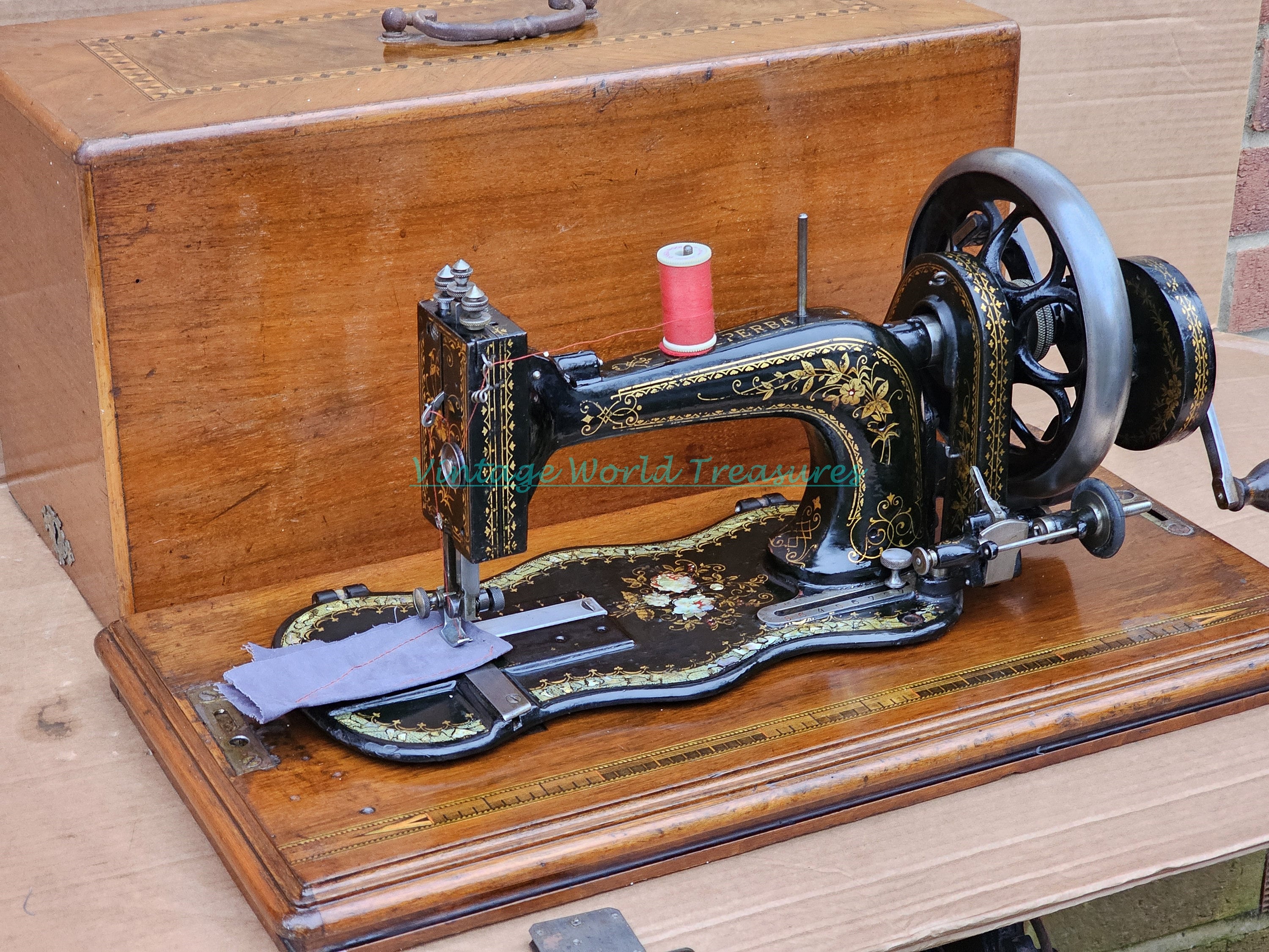 Antique Wertheim Superba Sewing Machine: Fiddle Base, Mother of
