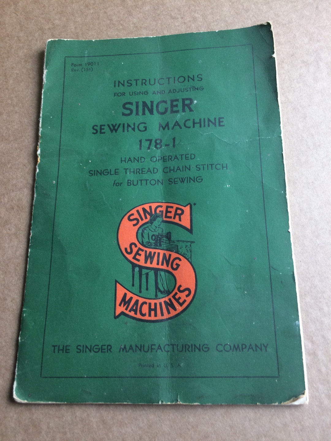Singer Sewing Machine 1781 Instruction Manual Single Thread
