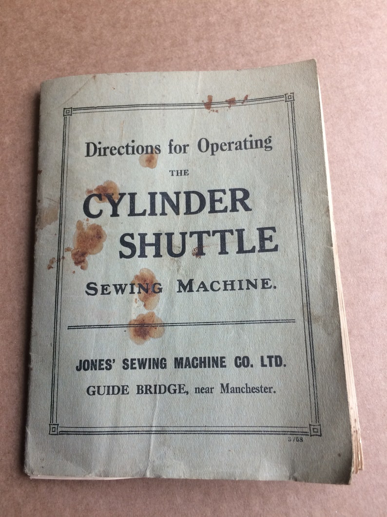 Jones Sewing Machine Instruction Manual for Cylinder Shuttle Etsy