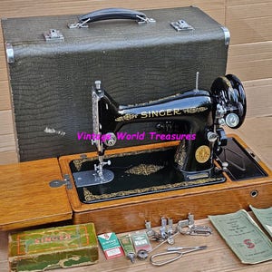 Singer 99K Vintage Electric sewing machine with case and accessories
