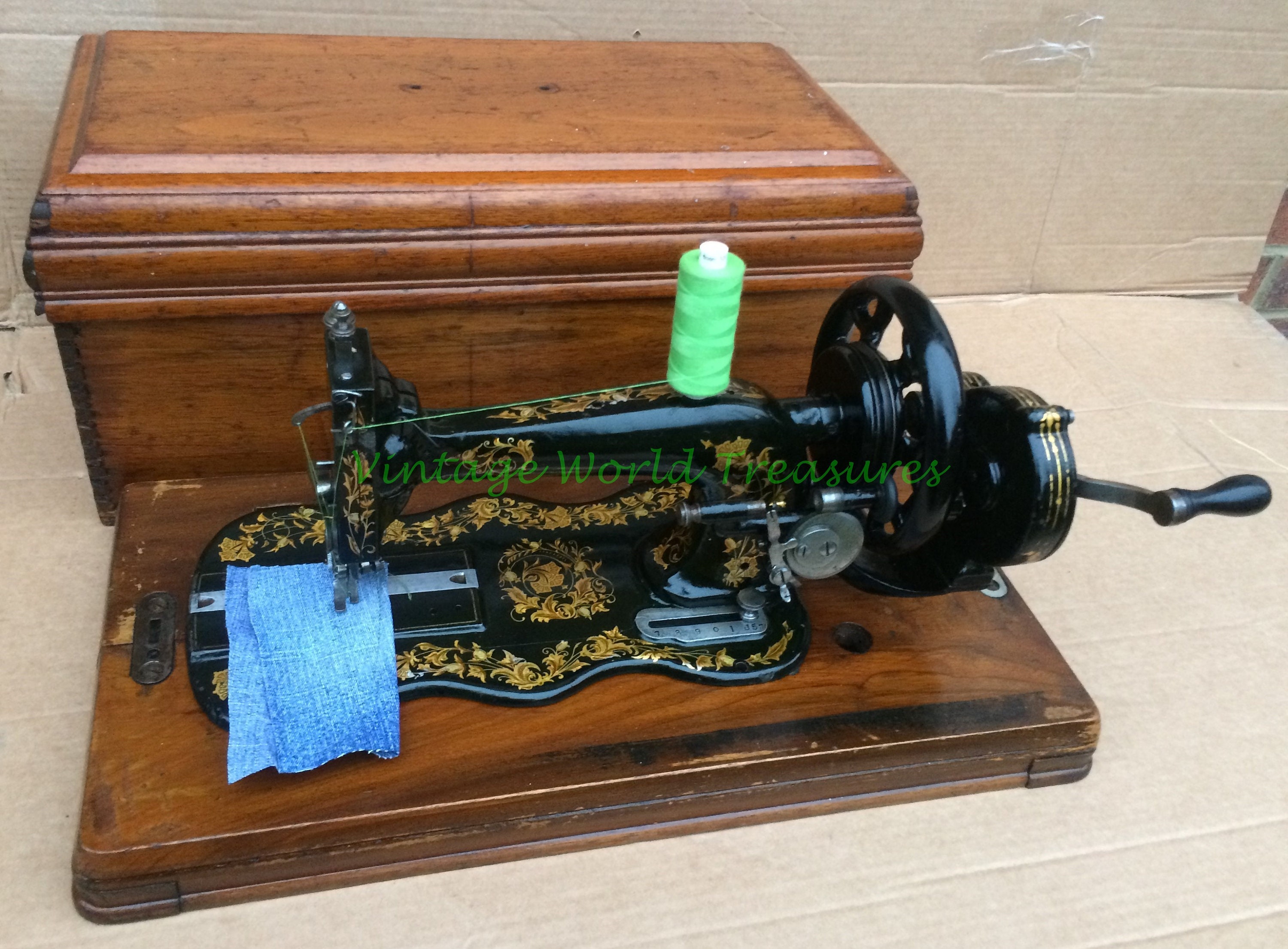 Antique Kays Worcester Fiddle Base Hand Crank Sewing Machine Etsy