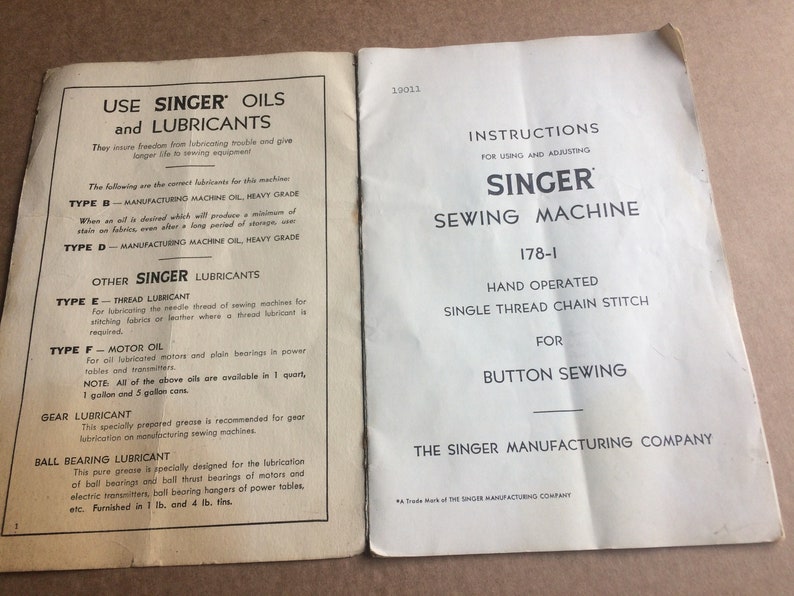 Singer Sewing Machine 1781 Instruction Manual Single Thread
