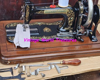 Bradbury Fiddle Base Antique Sewing Machine: Wellington Model