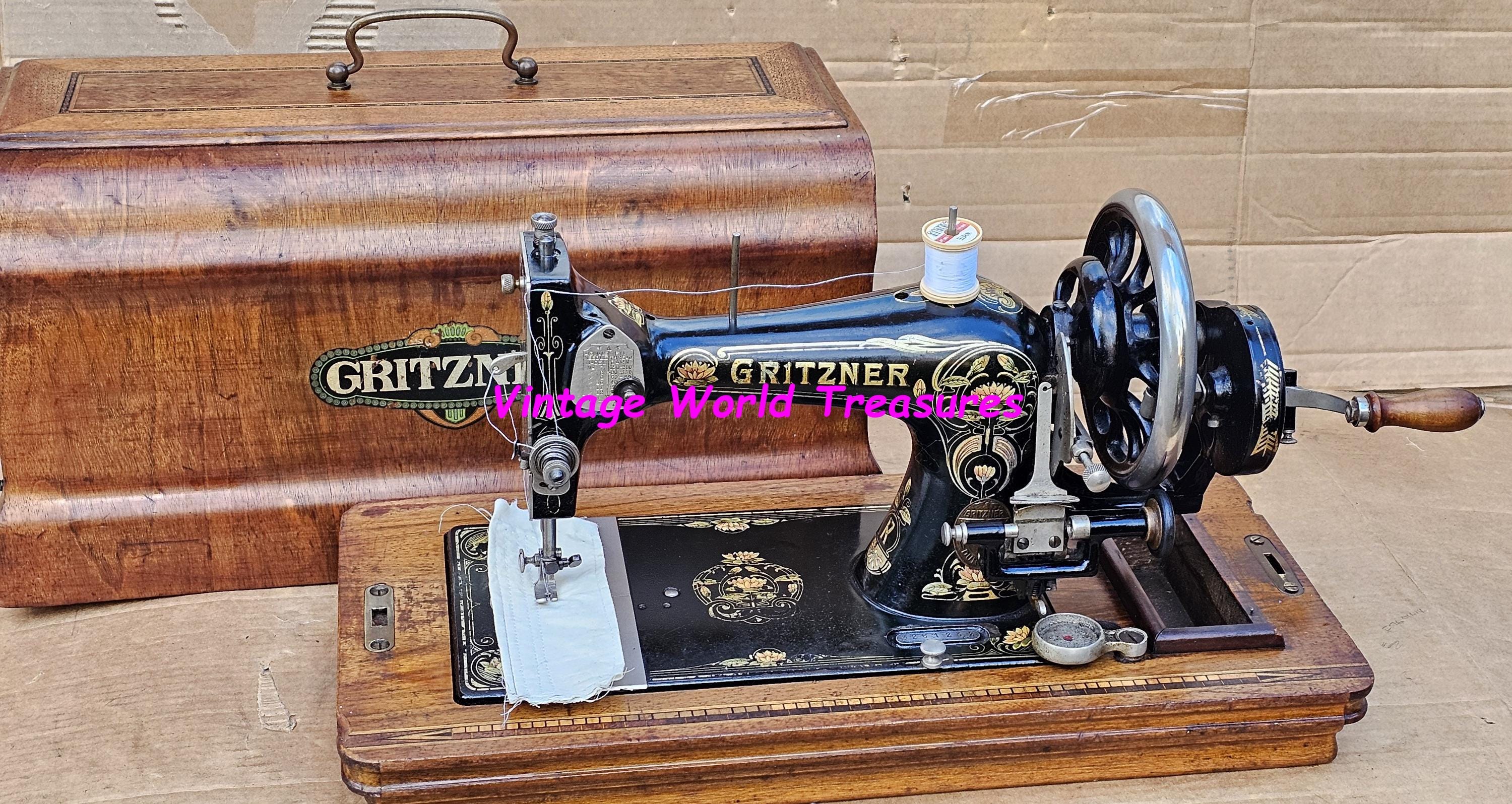 Gritzner Hand Crank Sewing Machine With Case & Key - Etsy