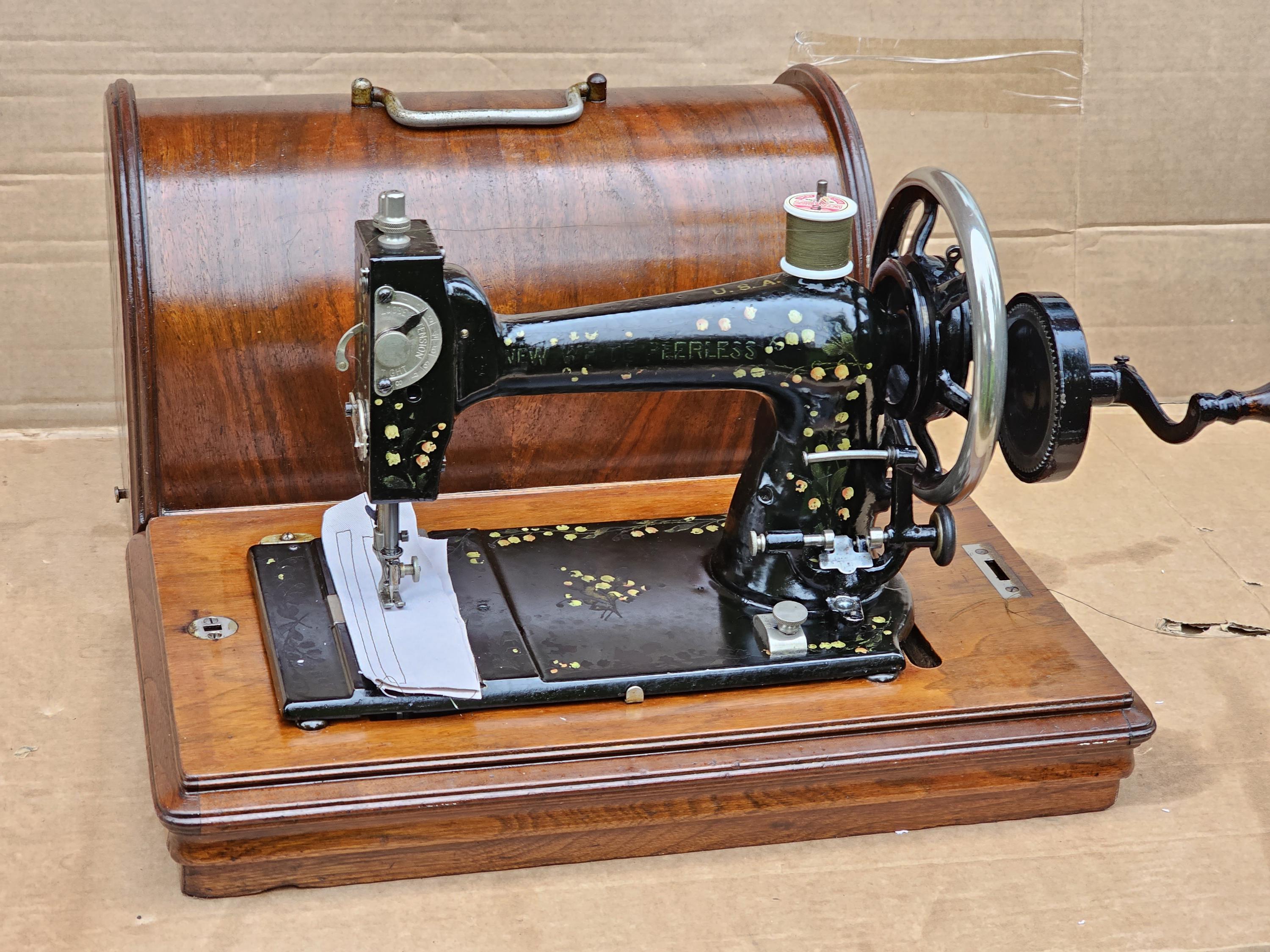 Antique White Peerless USA Antique Sewing Machine - Etsy Antique White Peerless USA Antique Sewing Machine - Etsy