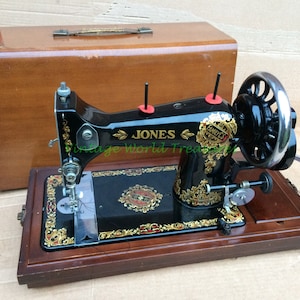 Jones Hand Crank Vintage Sewing Machine: Antique Home Decor