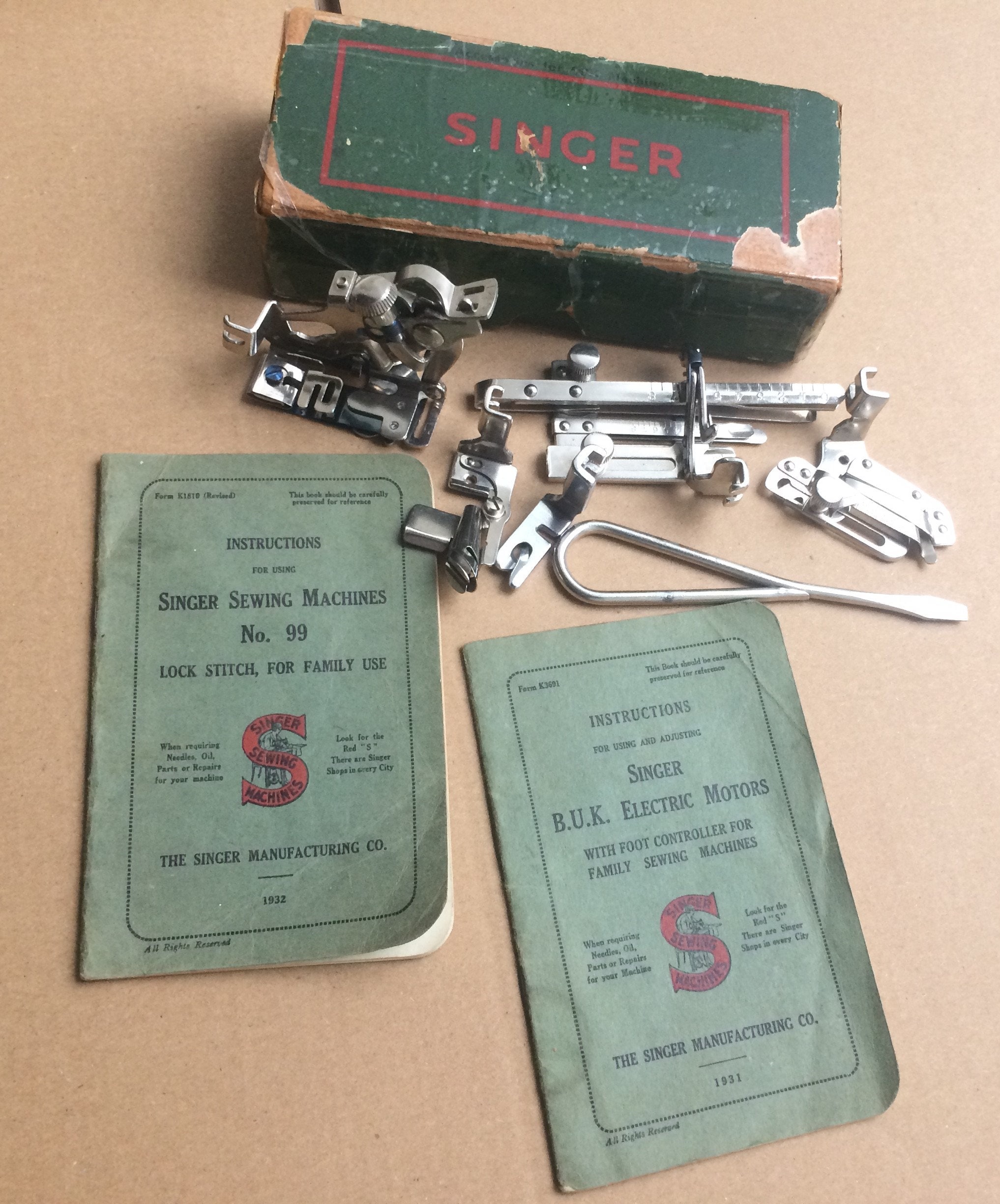 Set of Vintage Singer Sewing Machine Attachments 