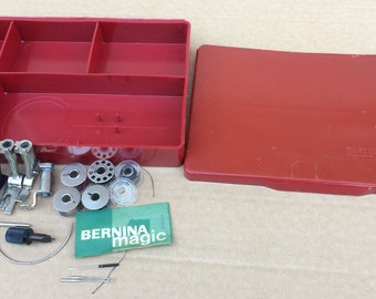 Vintage old Bernina Sewing machine Attachments/Accessories and Case