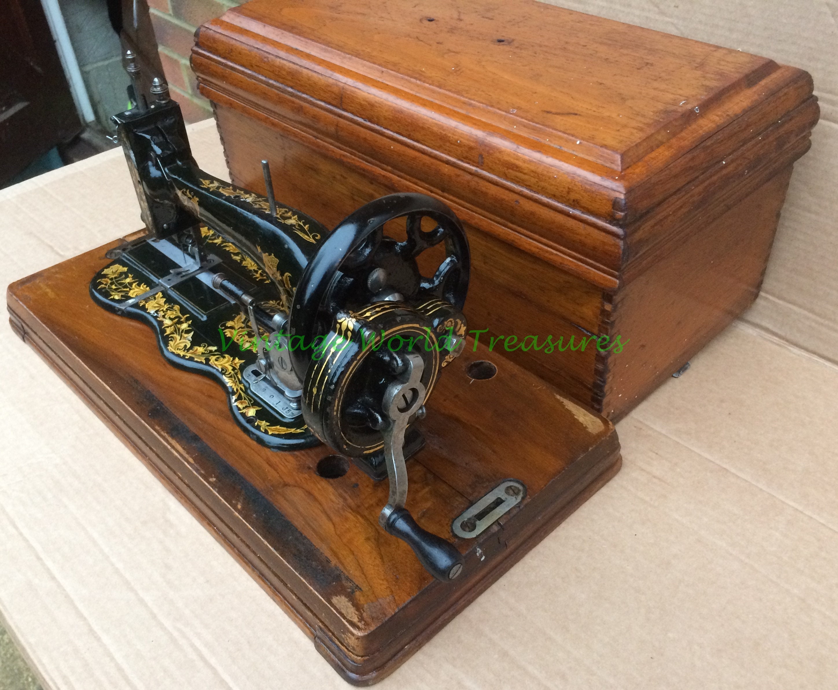 Antique Kays Worcester Fiddle Base Hand Crank Sewing Machine Etsy