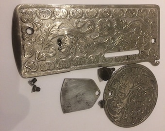 Antique Singer 27, 127k sewing machine Face plate and back plate