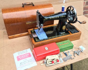 付属品多数｜縫えるアンティークミシン｜SINGER 99K 手回しミシン No.356 SINGER 99K シンガー製 手回しミシン：アンティーク