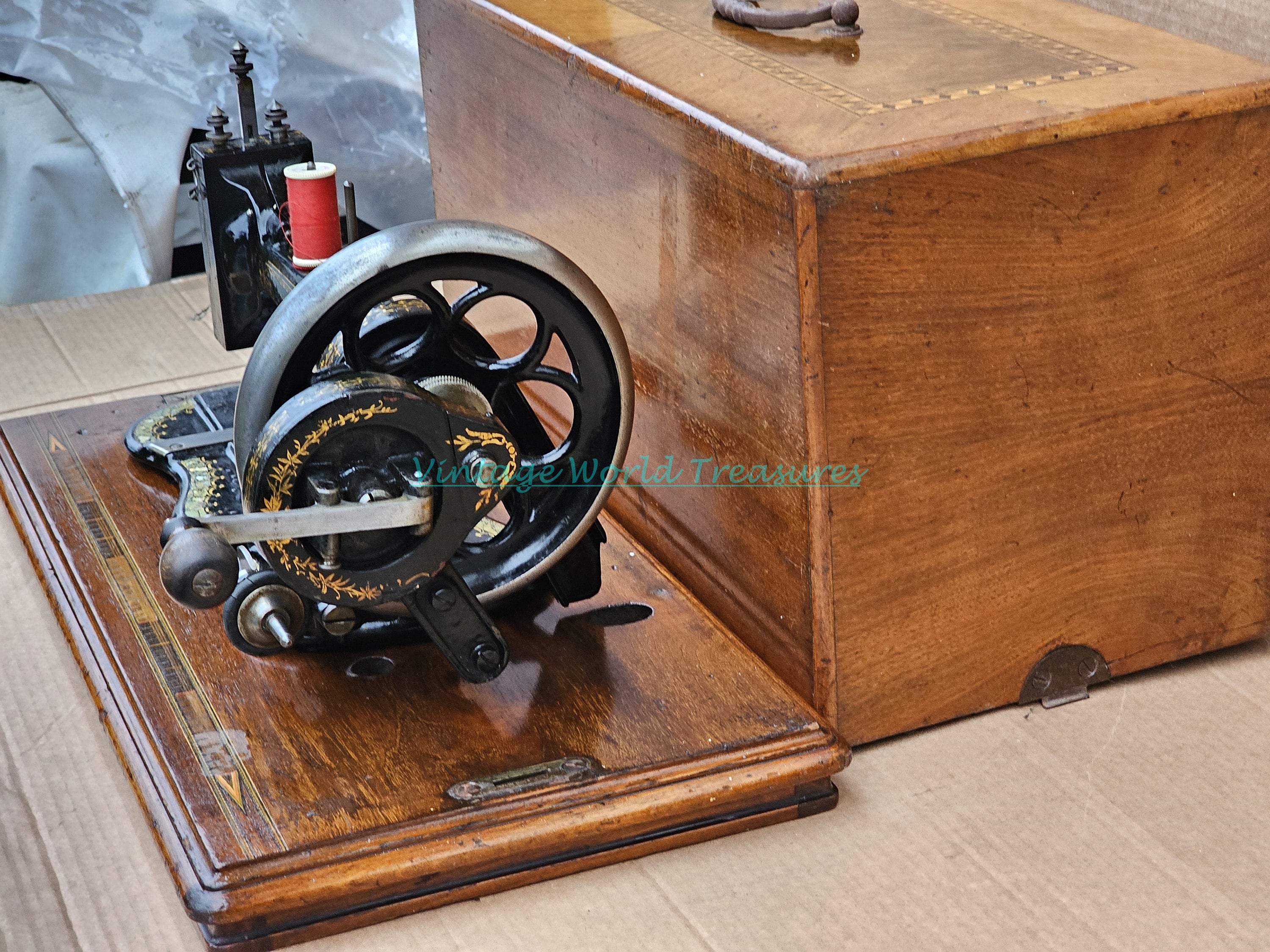 Antique Wertheim Superba Sewing Machine: Fiddle Base, Mother of