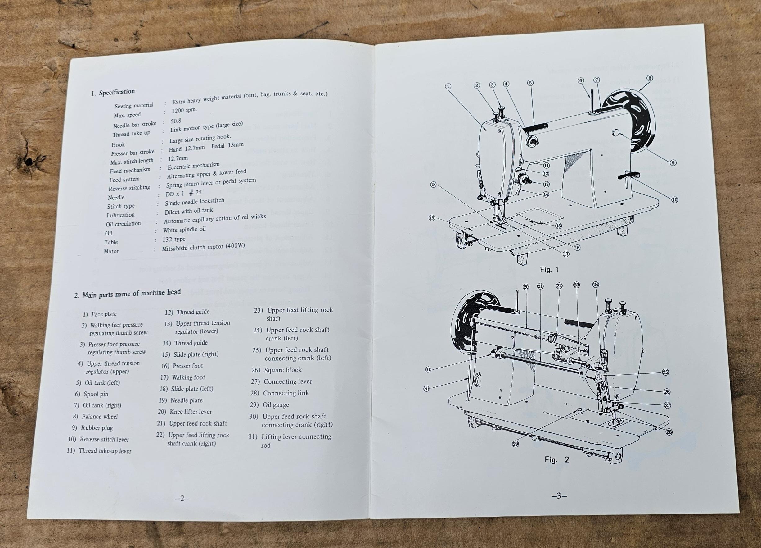 Mitsubishi Industrial Sewing Machine Model DY-253 Instruction