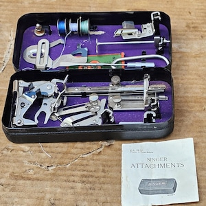 Vintage Singer Sewing Machine Attachments: Low Shank, Crinkle Case