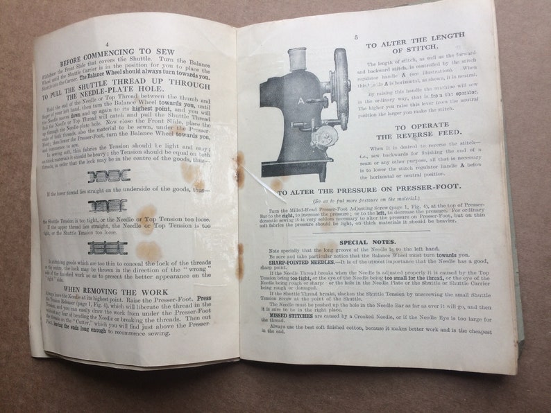 Jones Sewing Machine Instruction Manual for Cylinder Shuttle Etsy